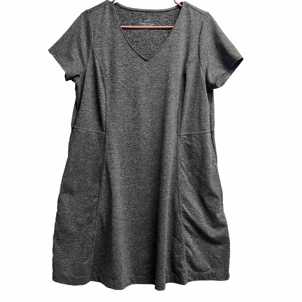J Jill fit marled‎ dress petite M Shift Sheath Short Sleeve Stretch w/pockets